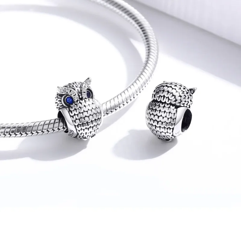 (image for) Pandora Style Silver Charm, Shining Owl - SCC1607 - View 4