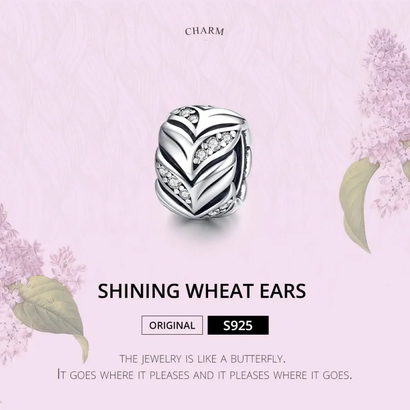 (image for) Pandora Style Silver Charm, Shining Wheat Ears - SCC1614 - View 6