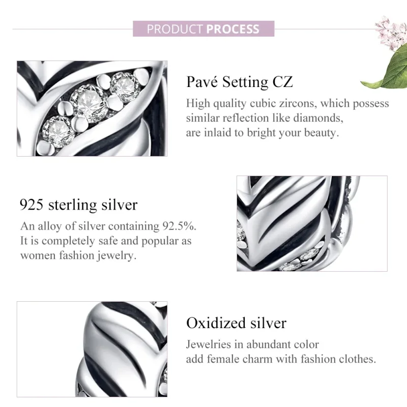 (image for) Pandora Style Silver Charm, Shining Wheat Ears - SCC1614 - View 8