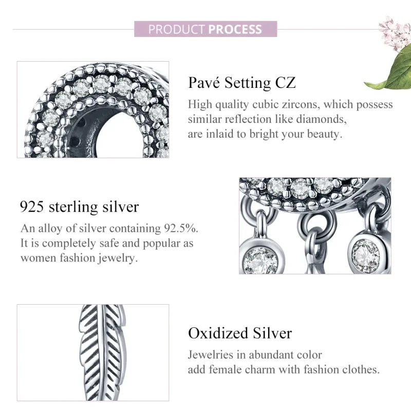(image for) Pandora Style Silver Charm, Shiny Feather - SCC1550 - View 8