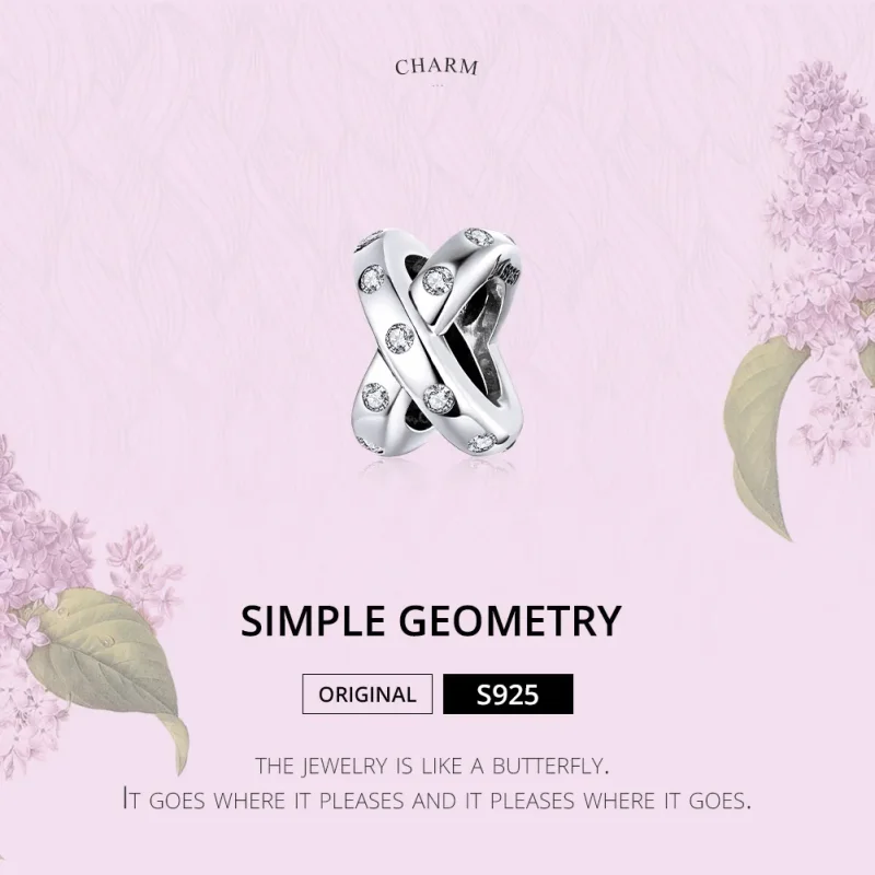 (image for) Pandora Style Silver Charm, Simple Geometry - SCC1515 - View 6