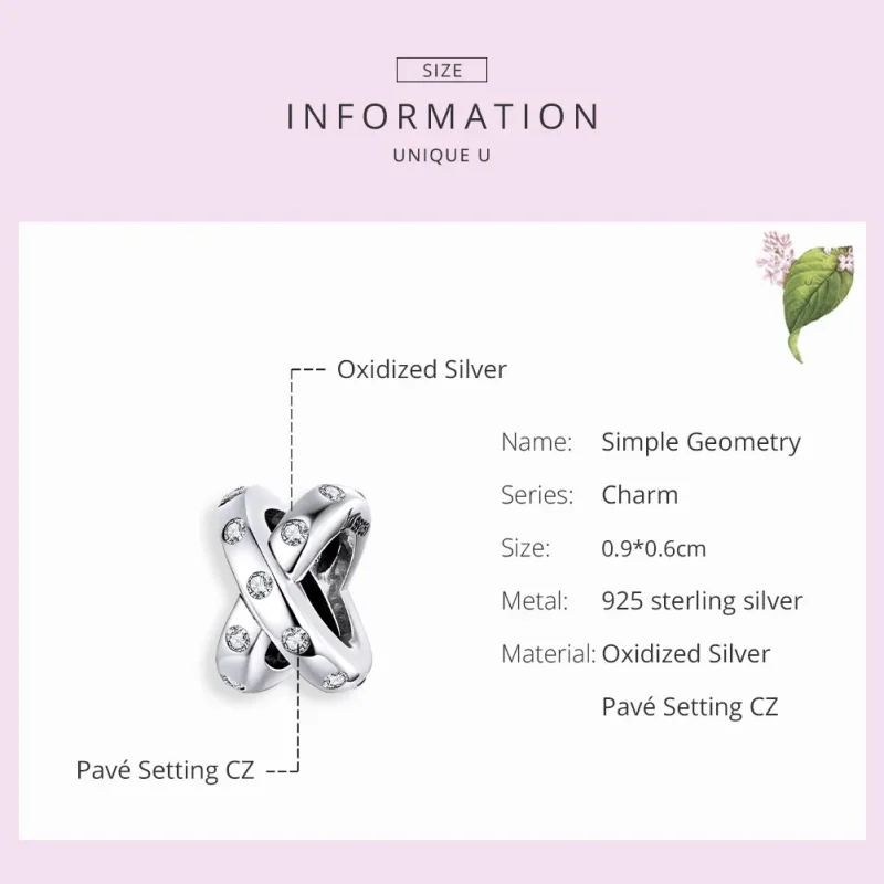 (image for) Pandora Style Silver Charm, Simple Geometry - SCC1515 - View 7