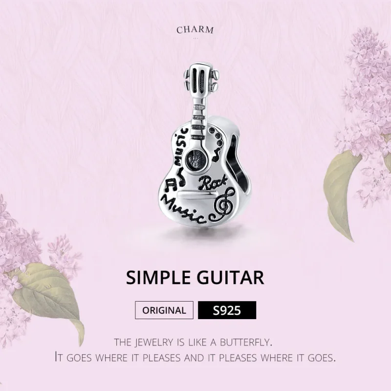 (image for) Pandora Style Silver Charm, Simple Guitar - SCC1708 - View 6