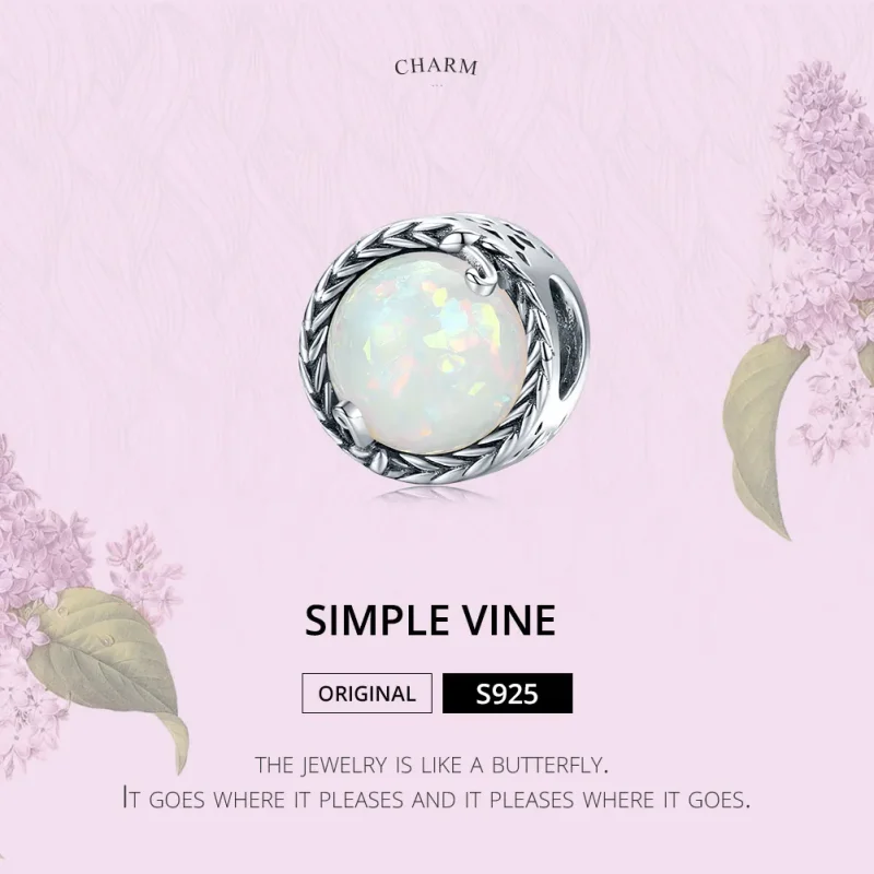 (image for) Pandora Style Silver Charm, Simple Vine - SCC1576 - View 6