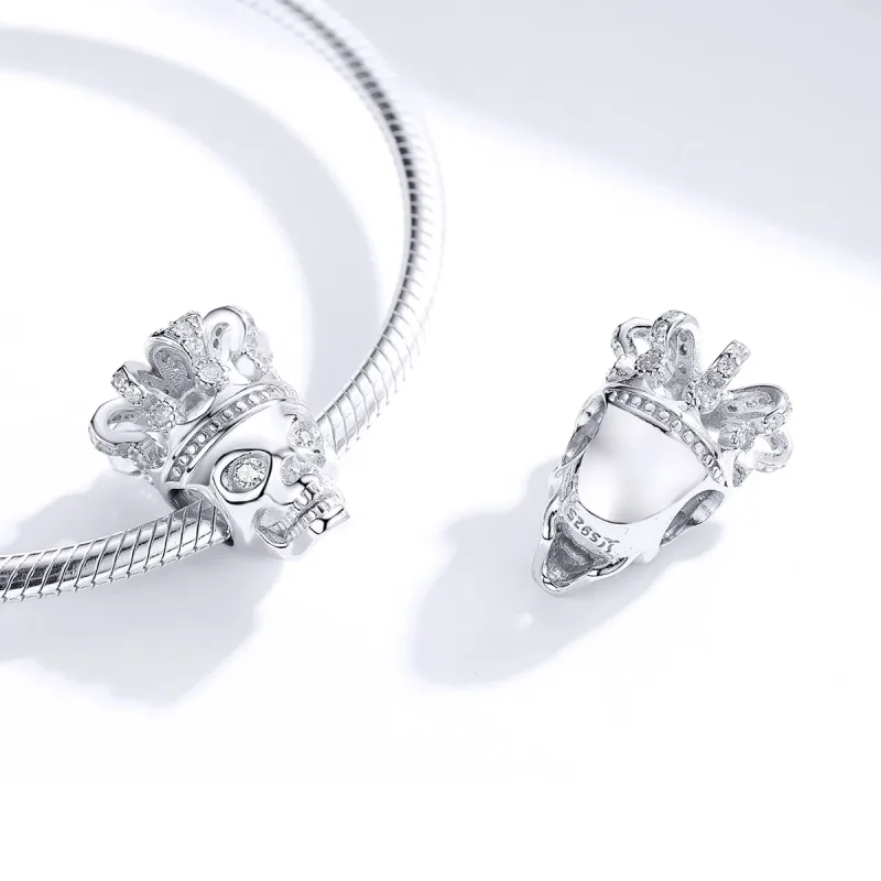 (image for) Pandora Style Silver Charm, Skull With Crown - SCC1361 - View 4