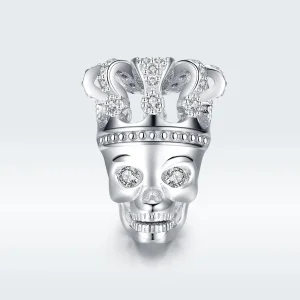 (image for) Pandora Style Silver Charm, Skull With Crown - SCC1361