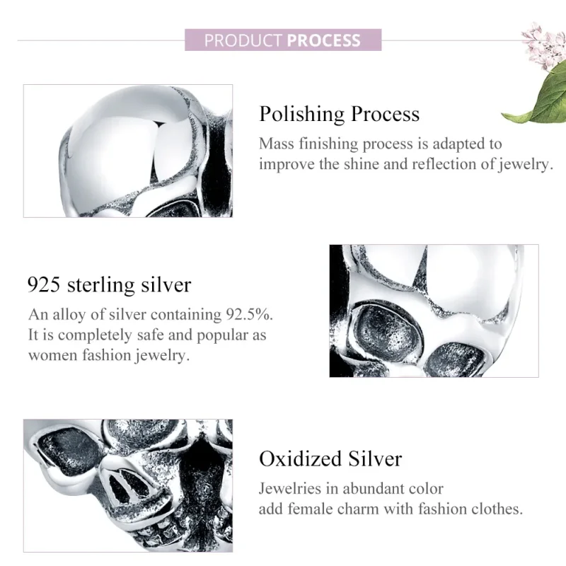 (image for) Pandora Style Silver Charm, Skulls - SCC1519 - View 8