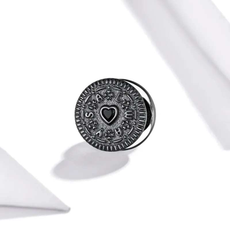(image for) Pandora Style Silver Charm, Sndwich Biscuit, Black Enamel - BSC352 - View 2