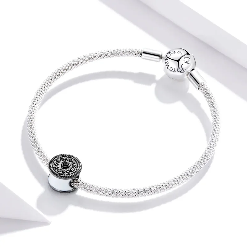 (image for) Pandora Style Silver Charm, Sndwich Biscuit, Black Enamel - BSC352 - View 3