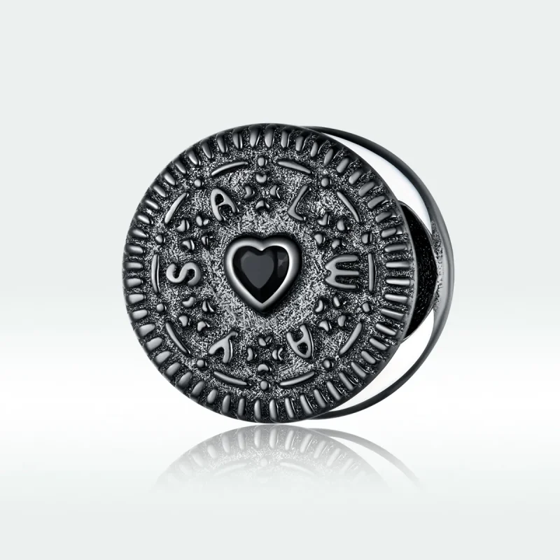 (image for) Pandora Style Silver Charm, Sndwich Biscuit, Black Enamel - BSC352 - View 5