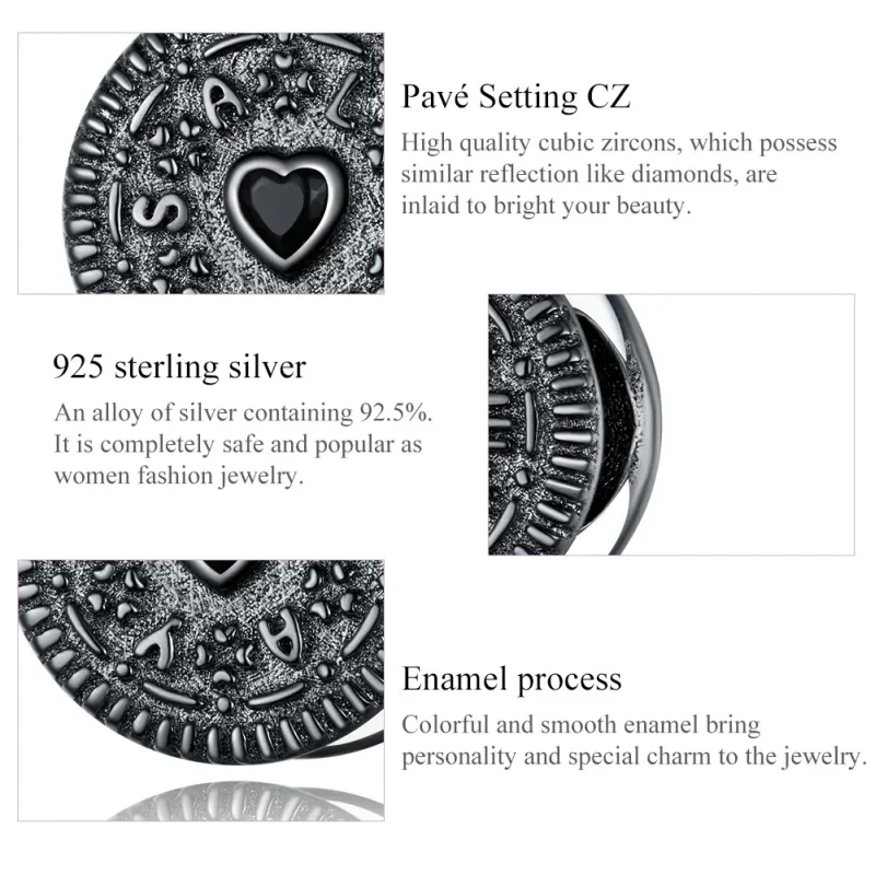 (image for) Pandora Style Silver Charm, Sndwich Biscuit, Black Enamel - BSC352 - View 7