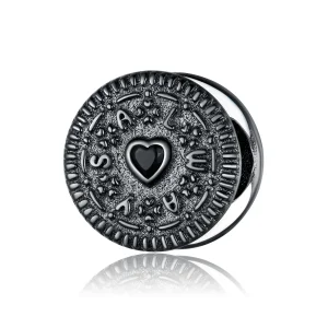 (image for) Pandora Style Silver Charm, Sndwich Biscuit, Black Enamel - BSC352