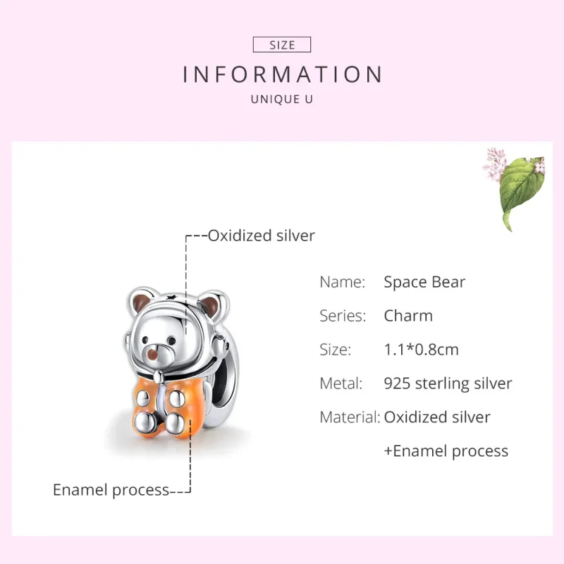 (image for) Pandora Style Silver Charm, Space Bear, Multicolor Enamel - SCC1693 - View 7