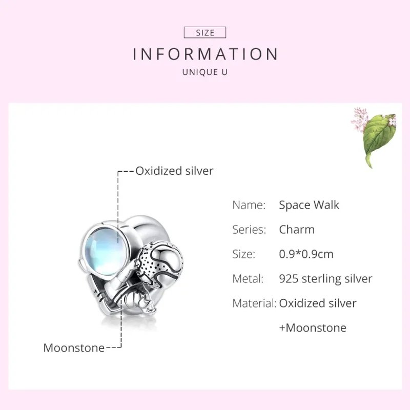 (image for) Pandora Style Silver Charm, Space Walk - SCC1694 - View 7