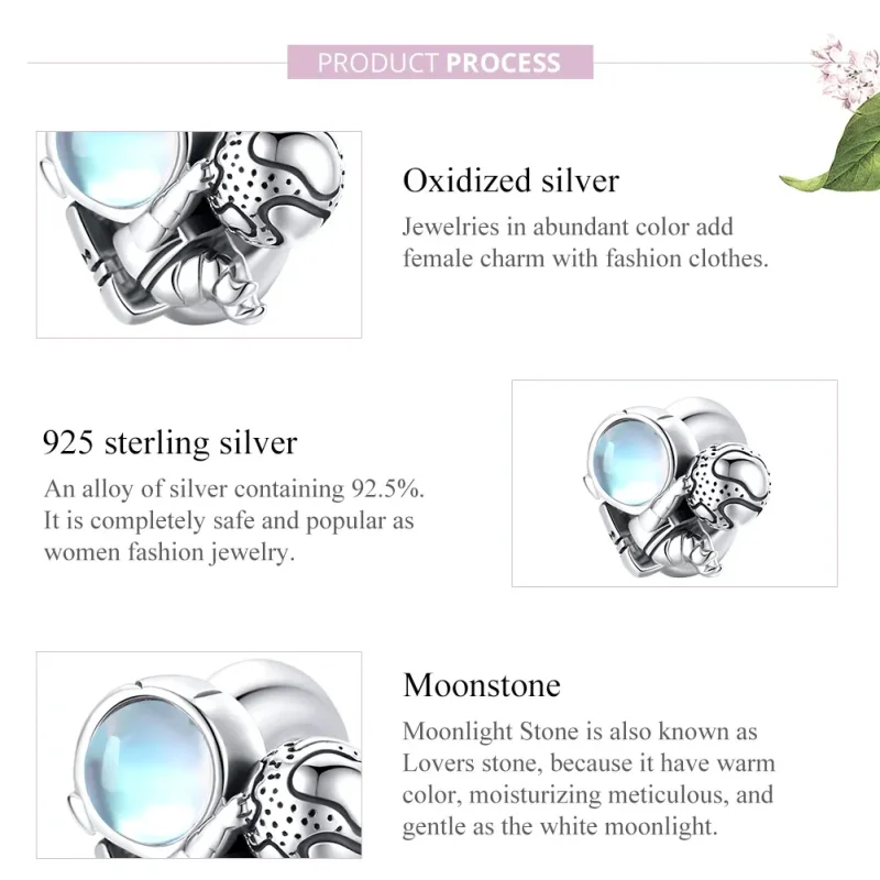 (image for) Pandora Style Silver Charm, Space Walk - SCC1694 - View 8