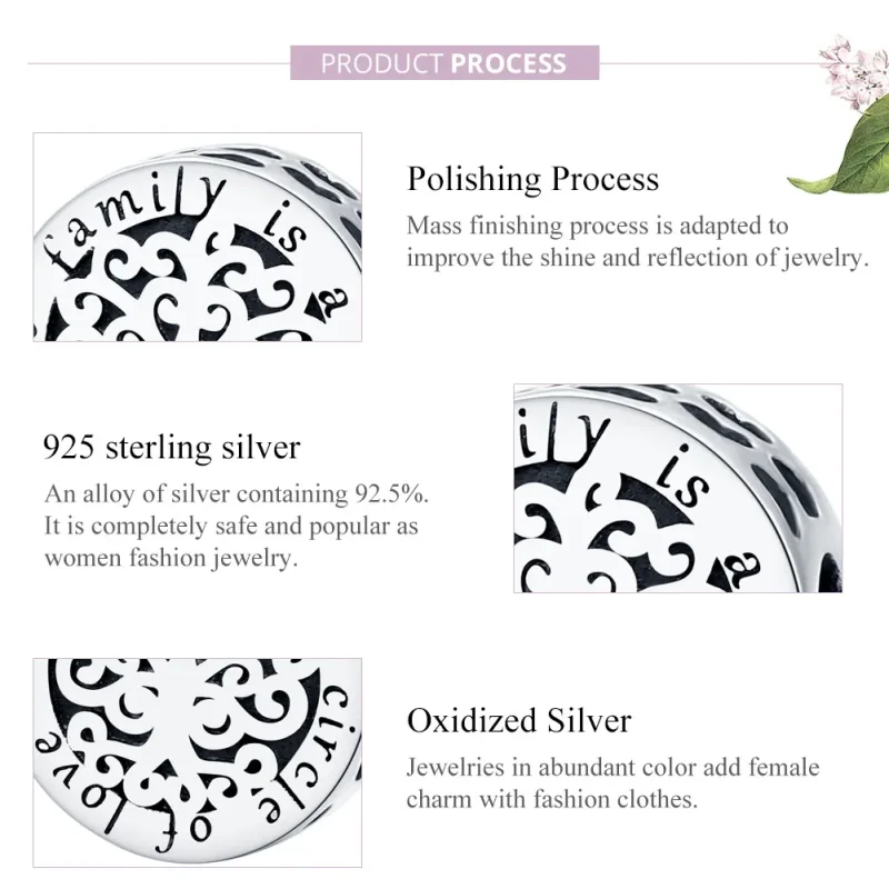 (image for) Pandora Style Silver Charm, Sparkling Family Tree - SCC1324 - View 8