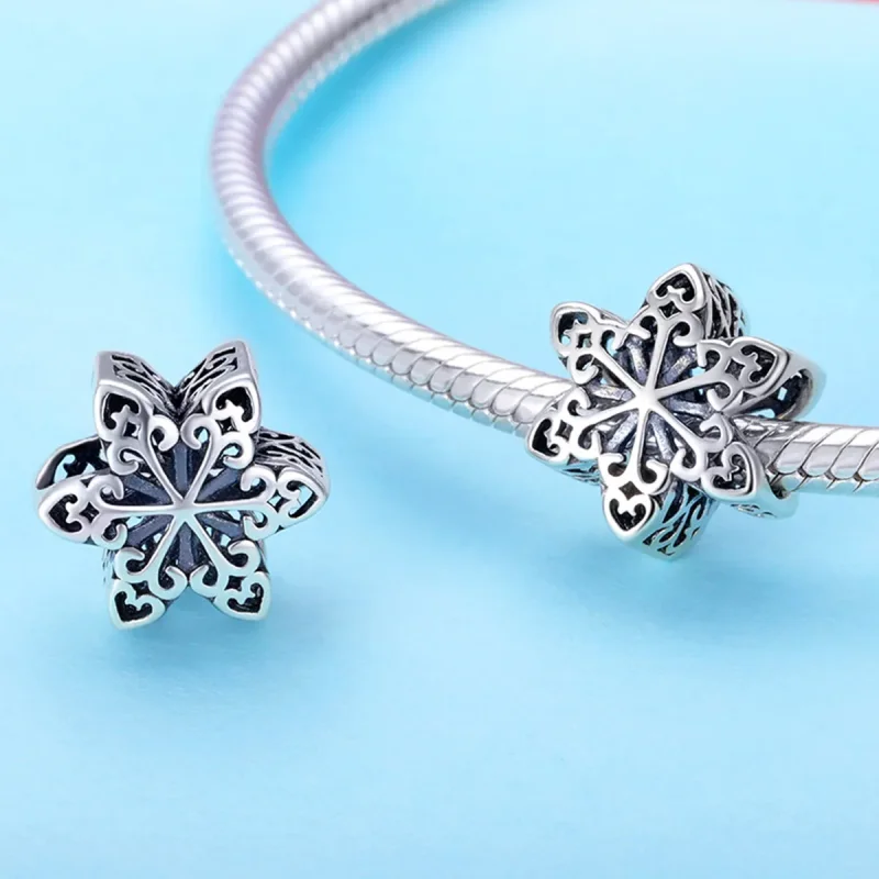 (image for) Pandora Style Silver Charm, Sparkling Snowflake - SCC719 - View 2