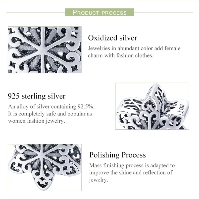 (image for) Pandora Style Silver Charm, Sparkling Snowflake - SCC719 - View 7