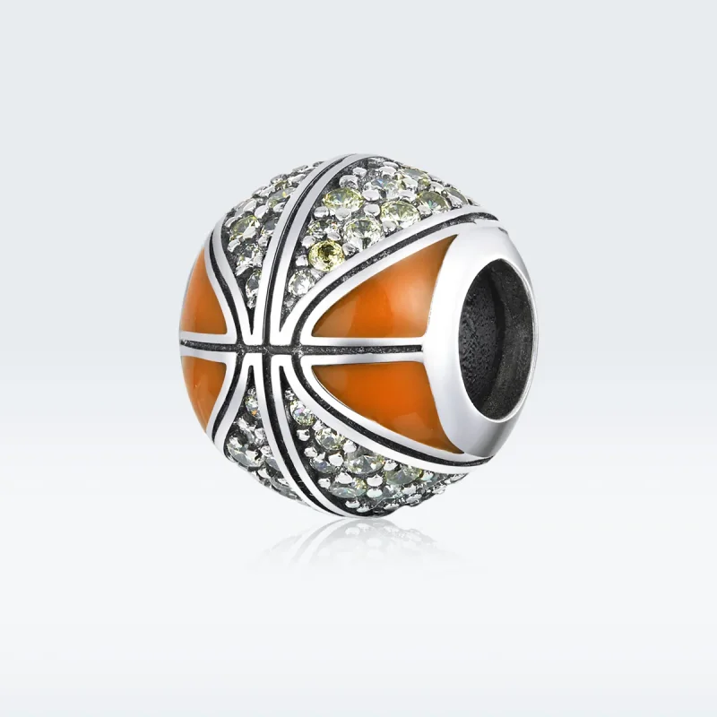 (image for) Pandora Style Silver Charm, Spirit of Basketball, Orange Enamel - SCC1506 - View 5