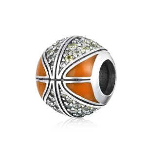 (image for) Pandora Style Silver Charm, Spirit of Basketball, Orange Enamel - SCC1506
