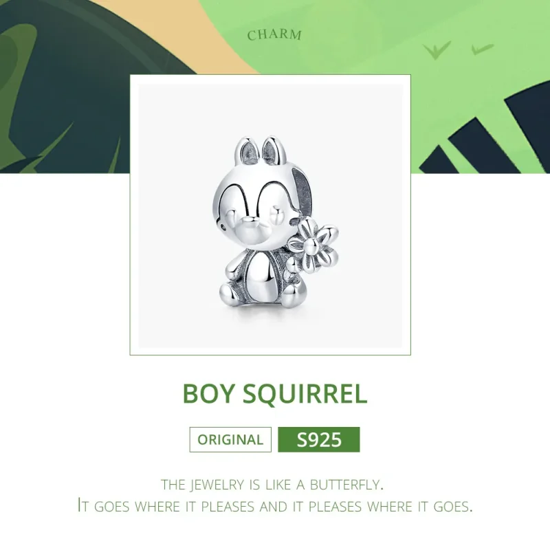 (image for) Pandora Style Silver Charm, Squirrel Boy - SCC1868 - View 6