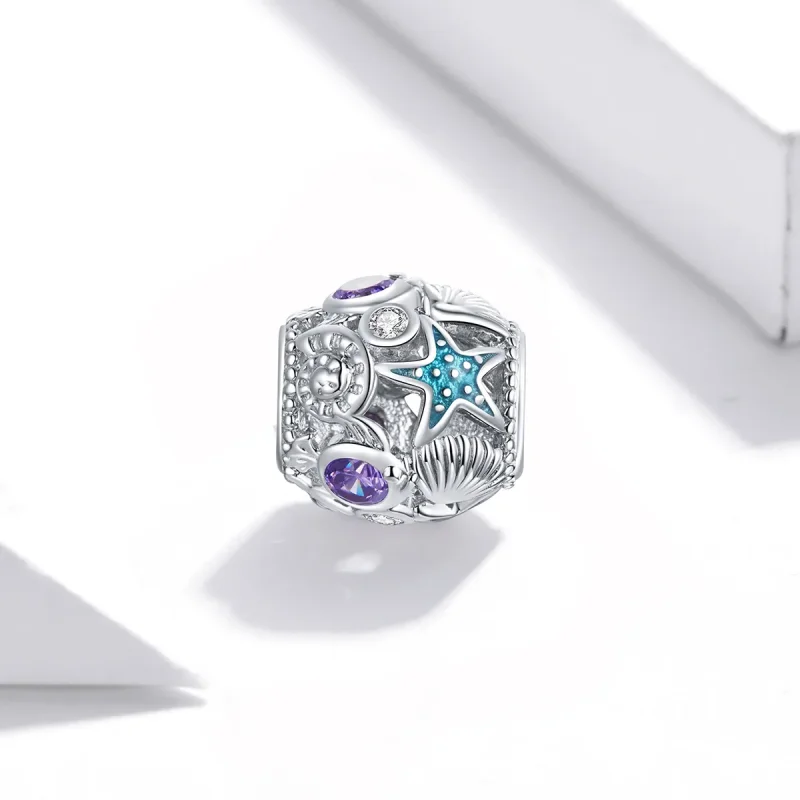 (image for) Pandora Style Silver Charm, Stars and Shell, Multicolor Enamel - SCC1805 - View 2
