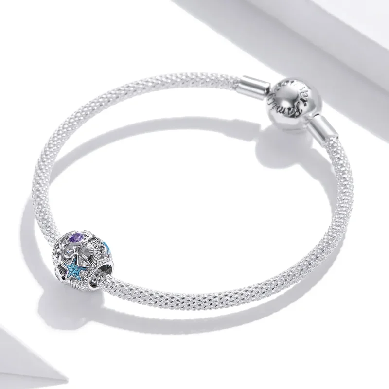 (image for) Pandora Style Silver Charm, Stars and Shell, Multicolor Enamel - SCC1805 - View 3