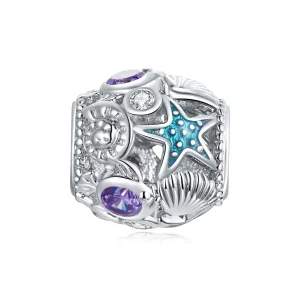 (image for) Pandora Style Silver Charm, Stars and Shell, Multicolor Enamel - SCC1805