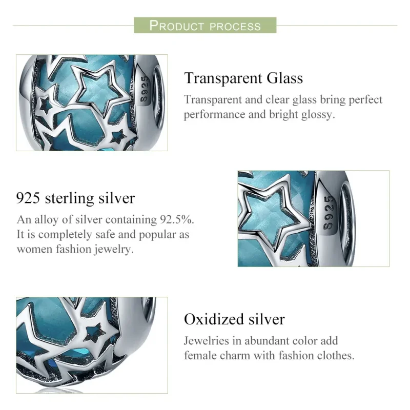 (image for) Pandora Style Silver Charm, Stars - SCC411 - View 6