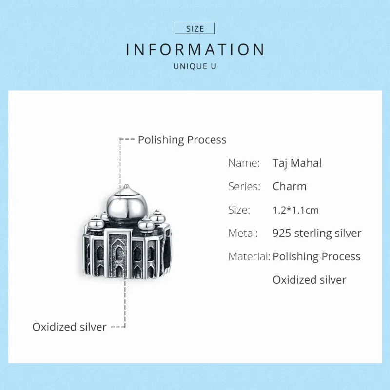 (image for) Pandora Style Silver Charm, State Charm Taj Mahal - SCC1542 - View 6