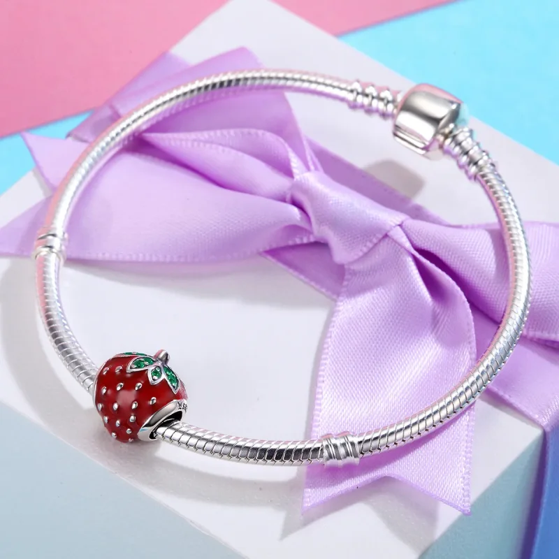 (image for) Pandora Style Silver Charm, Strawberry, Multicolor Enamel - SCC369 - View 4