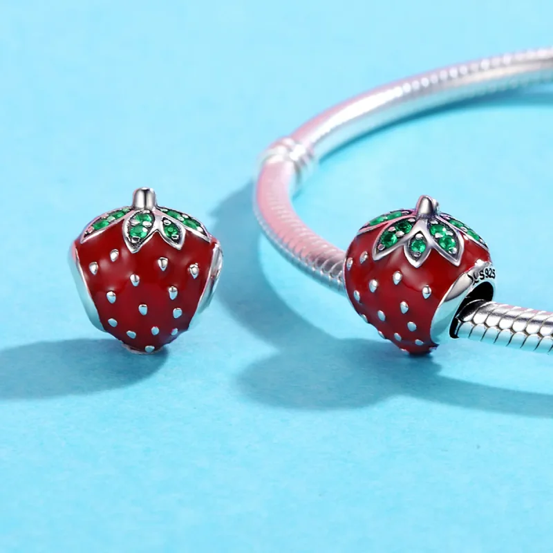 (image for) Pandora Style Silver Charm, Strawberry, Multicolor Enamel - SCC369 - View 5