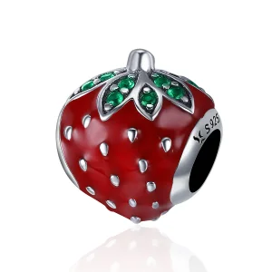 (image for) Pandora Style Silver Charm, Strawberry, Multicolor Enamel - SCC369