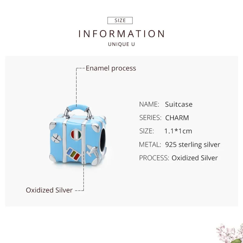 (image for) Pandora Style Silver Charm, Suitcase, Multicolor Enamel - SCC1377 - View 7