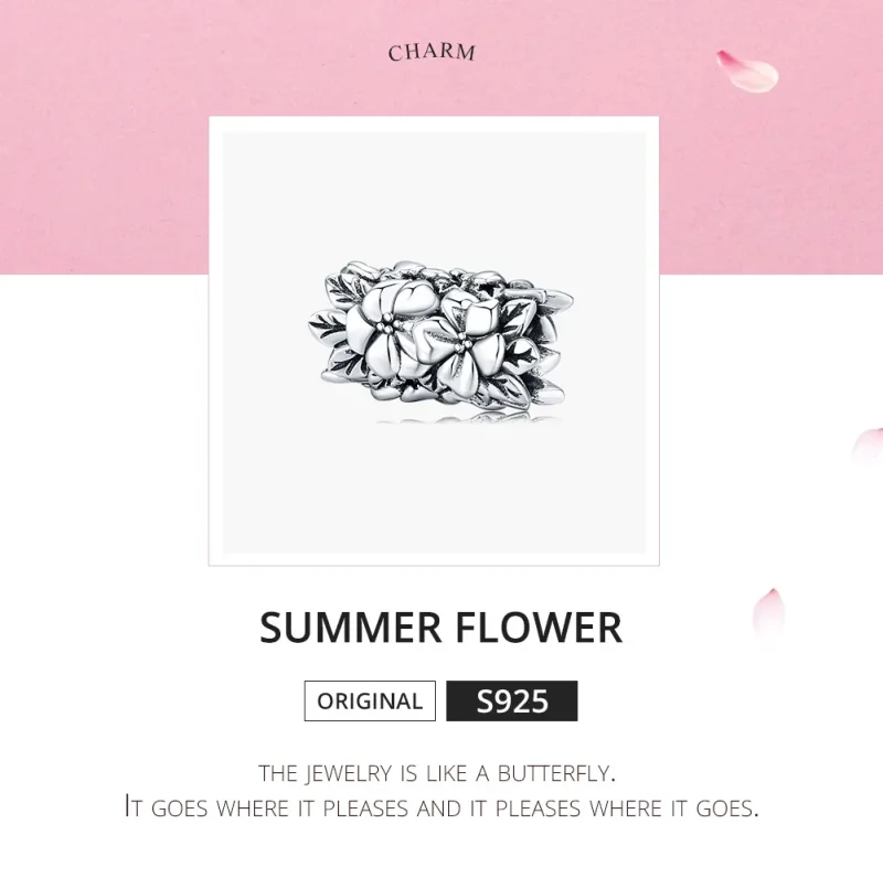 (image for) Pandora Style Silver Charm, Summer Flower - SCC1488 - View 5