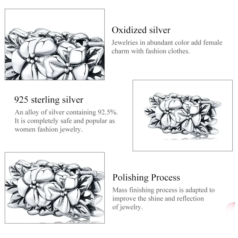 (image for) Pandora Style Silver Charm, Summer Flower - SCC1488 - View 6