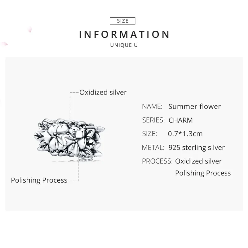 (image for) Pandora Style Silver Charm, Summer Flower - SCC1488 - View 7