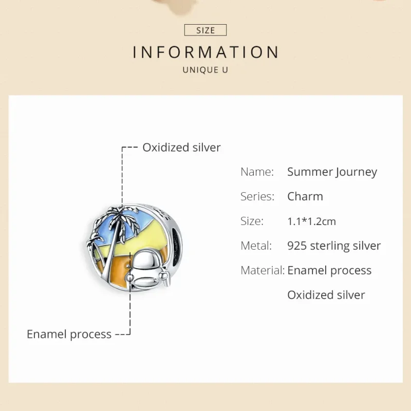 (image for) Pandora Style Silver Charm, Summer Journey, Multicolor Enamel - SCC1530 - View 6