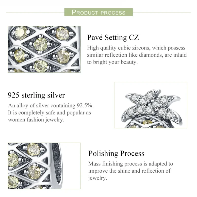 (image for) Pandora Style Silver Charm, Summer Pineapple - SCC936 - View 7