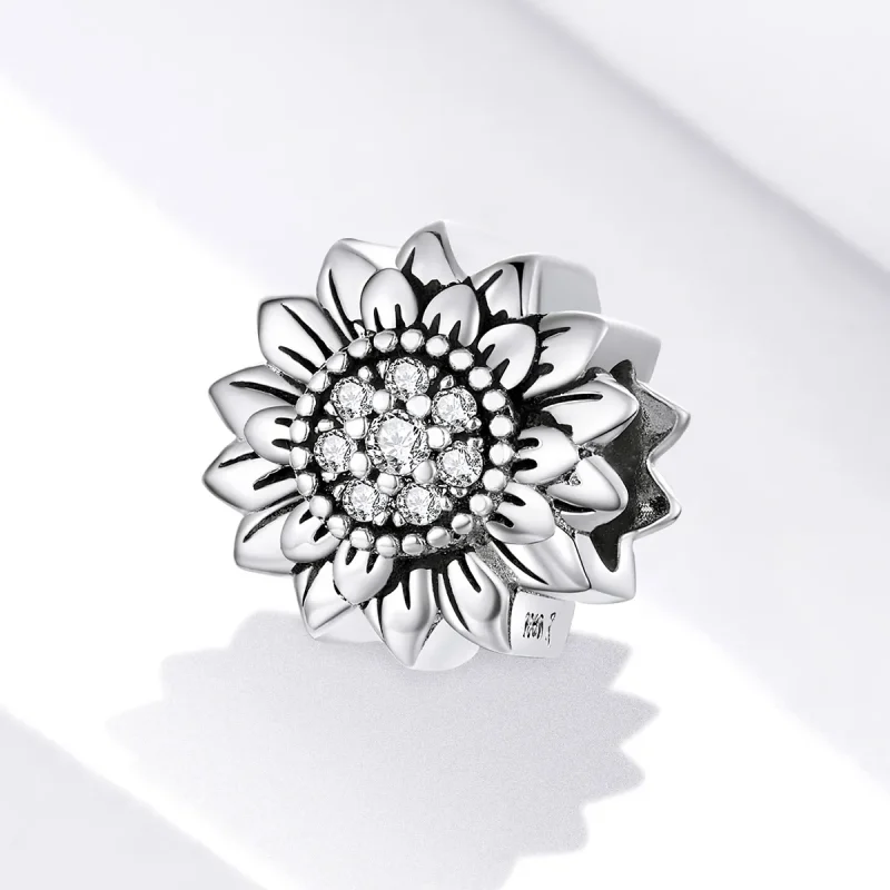 (image for) Pandora Style Silver Charm, Sunflower, Enamel - SCC1507 - View 2