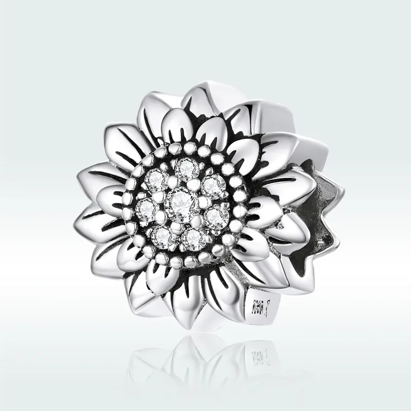 (image for) Pandora Style Silver Charm, Sunflower, Enamel - SCC1507 - View 5