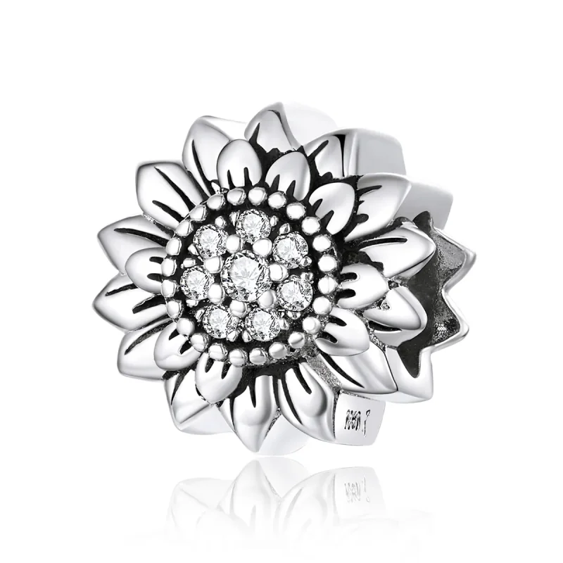 (image for) Pandora Style Silver Charm, Sunflower, Enamel - SCC1507 - Product Image