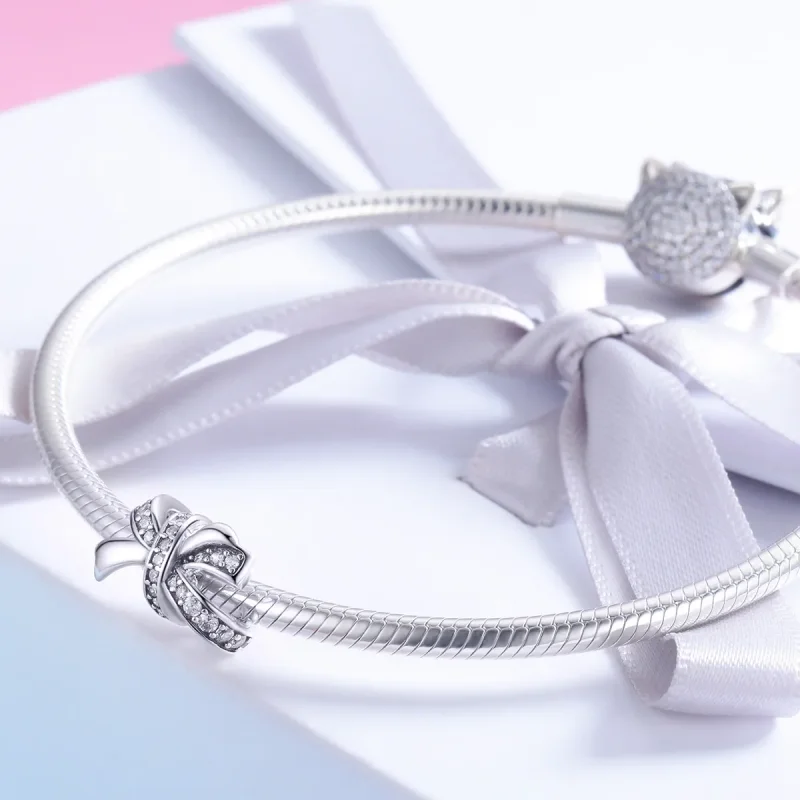 (image for) Pandora Style Silver Charm, Sweet Bow - SCC773 - View 3