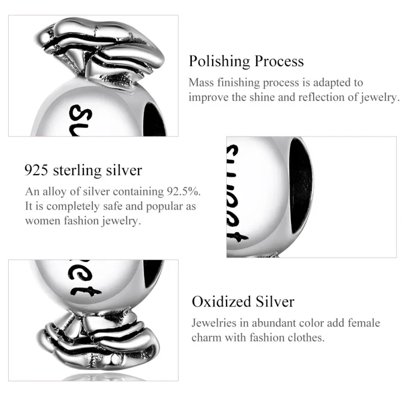 (image for) Pandora Style Silver Charm, Sweet Candy - BSC353 - View 7