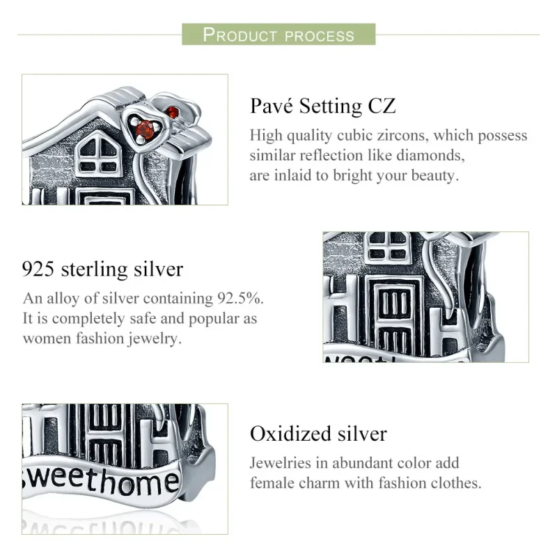 (image for) Pandora Style Silver Charm, Sweethome - SCC416 - View 6