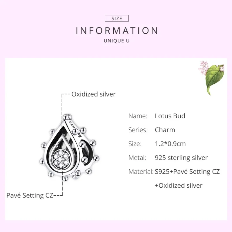 (image for) Pandora Style Silver Charm, Teardrop - SCC1723 - View 7