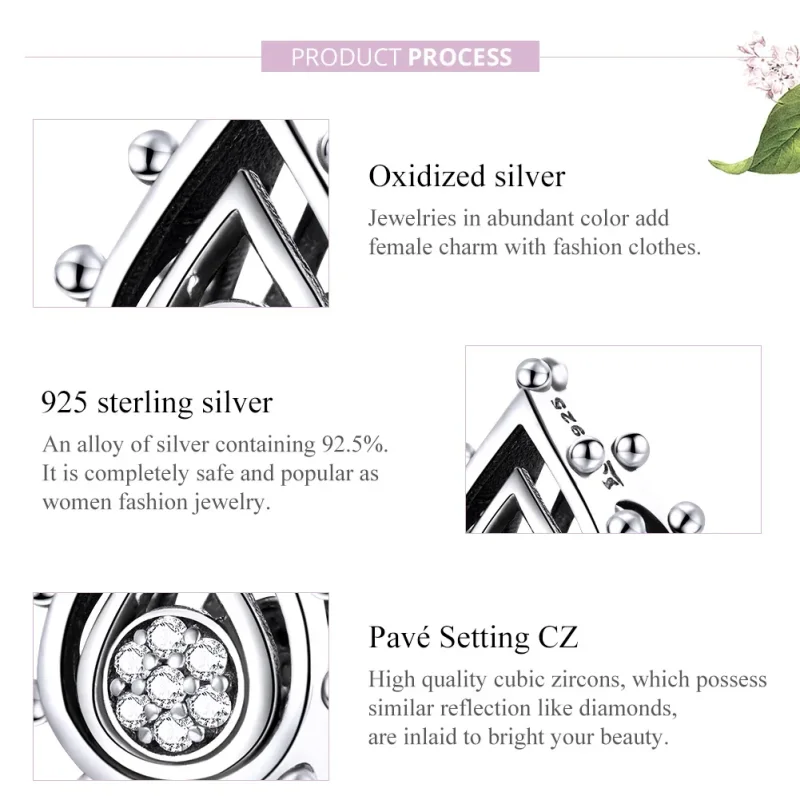 (image for) Pandora Style Silver Charm, Teardrop - SCC1723 - View 8