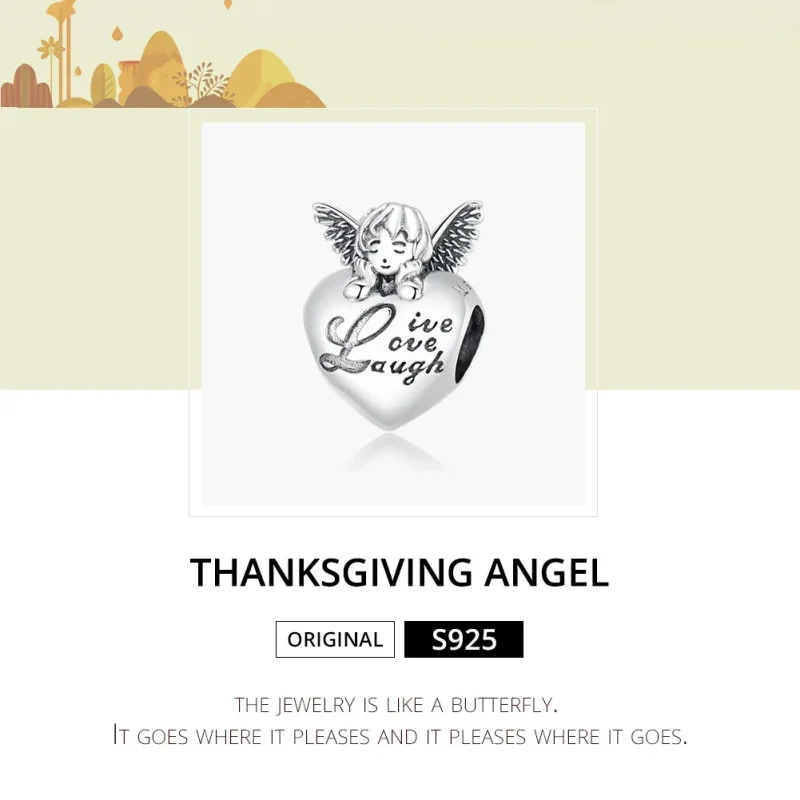 (image for) Pandora Style Silver Charm, Thanksgiving Angel - SCC1633 - View 6