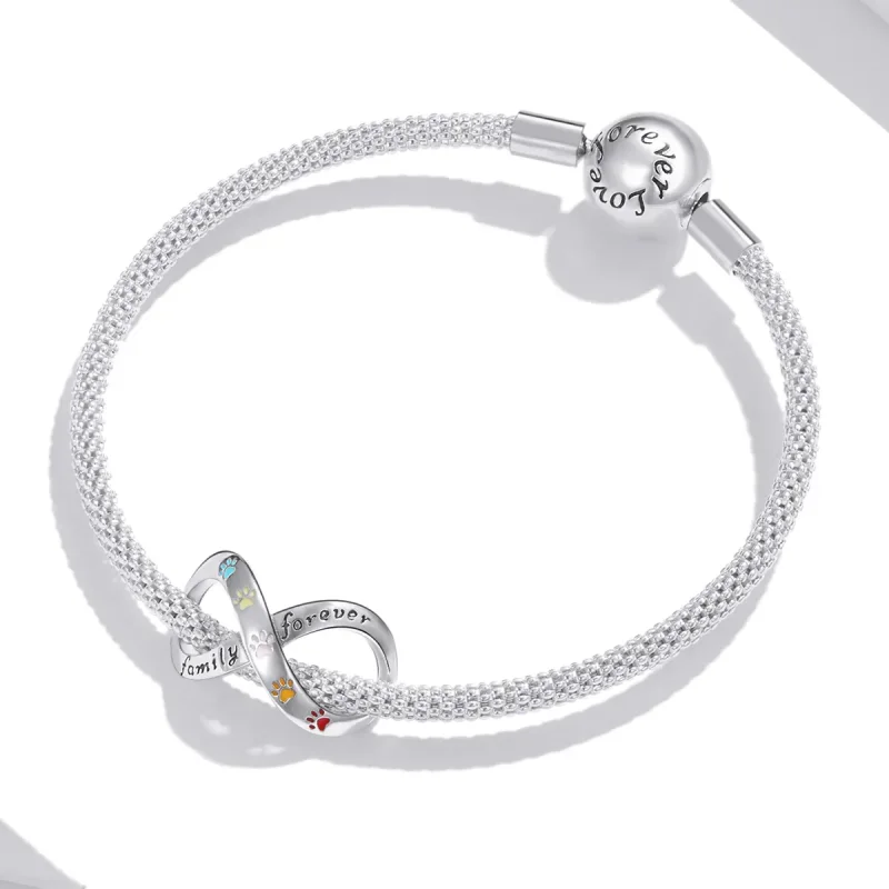 (image for) Pandora Style Silver Charm, The Paw Print of Love, Multicolor Enamel - SCC1849 - View 3