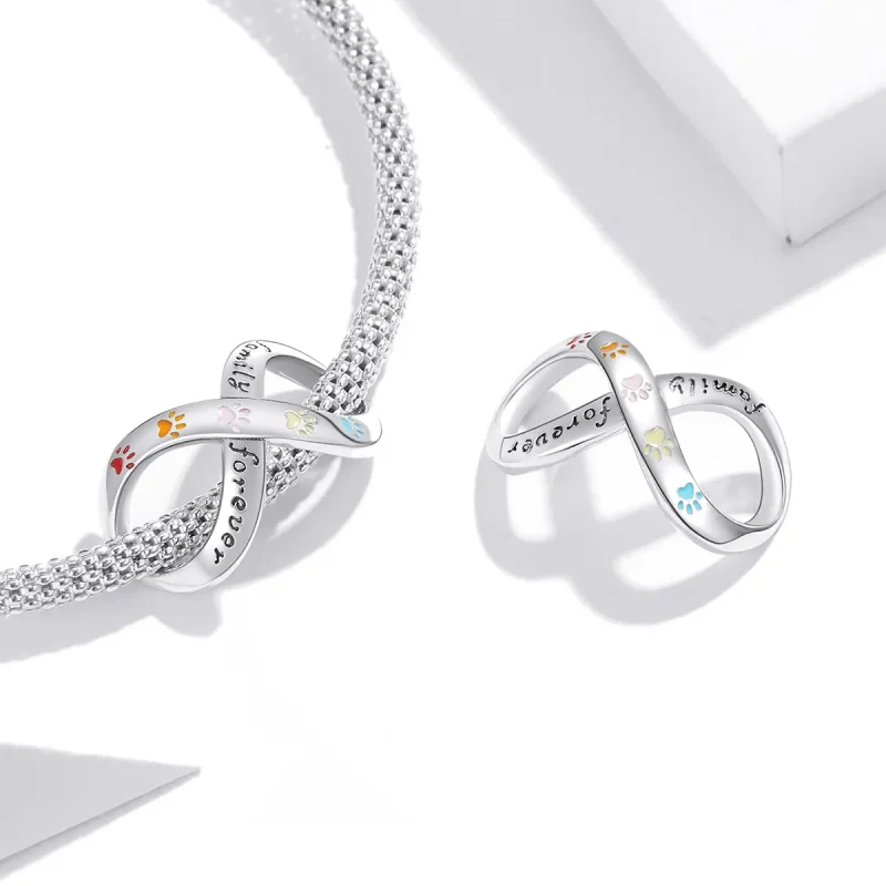 (image for) Pandora Style Silver Charm, The Paw Print of Love, Multicolor Enamel - SCC1849 - View 4